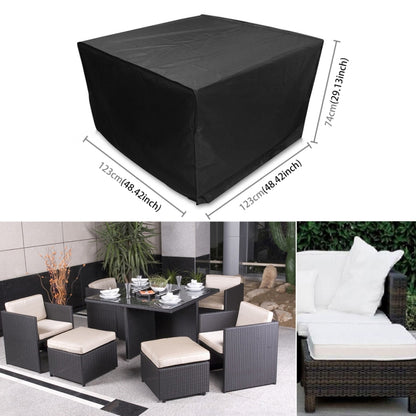 Anti-UV Waterproof Dust-proof 210D Oxford Cloth Folding Table Chairs Protective Cover Outdoor Furniture Set Cover, Size: 123*123*74cm(Black), Size: 123*123*74cm