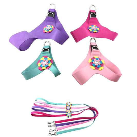 Microfiber with 3D Flowers Pattern Breathable Dog Chest Strap, Size: M, Size: M