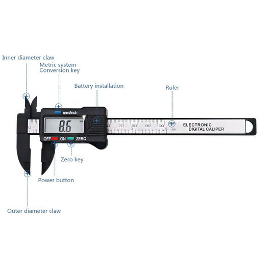 Plastic Fiber Digital Display Vernier Caliper, Measure Range: 100mm (4 inch), Plastic Box Packing, 4 inch Caliper
