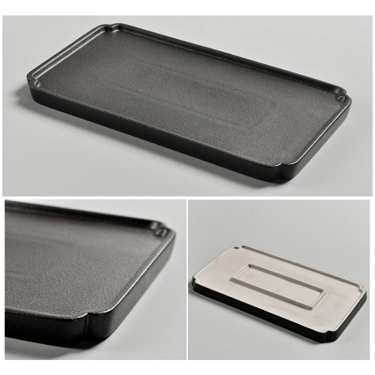 Portable Travel Ceramics Loop Handle Pot Teapot Teacup Set with Tea Tray, with Tea Tray (Black), with Tea Tray (White)