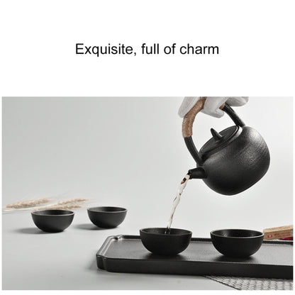 Portable Travel Ceramics Loop Handle Pot Teapot Teacup Set, (White)