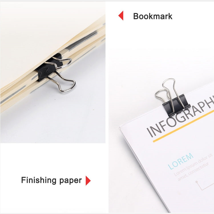 100PCS 19mm Black Metal Clip Notes Letter Paper Clip Office Bind, 100PCS / 19mm