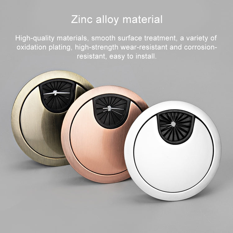 Desk Computer Desktop Zinc Alloy Round Threading Box Hole Cover, Hole Diameter: 80mm (Green Bronze), 80mm