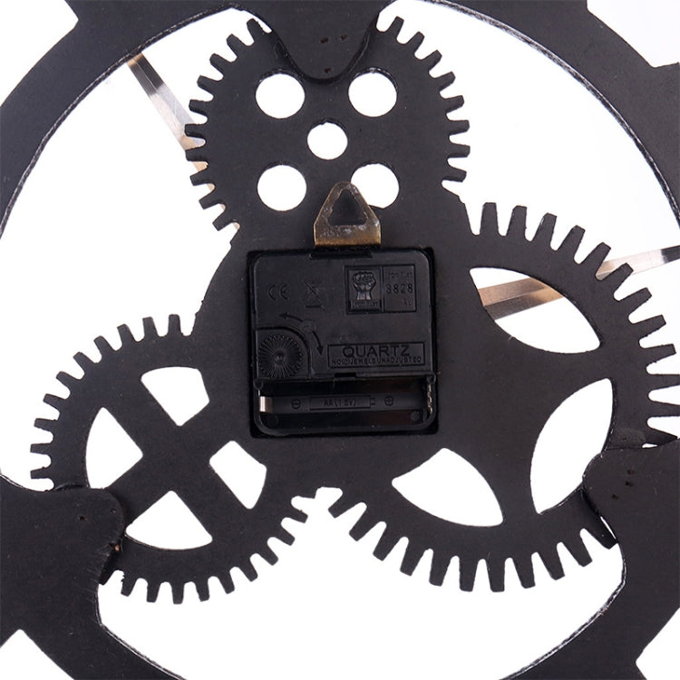 Retro Wooden Round Single-sided Gear Clock Number Wall Clock, Diameter: 50cm, Number 50cm (Silver), Number 50cm (Gold)
