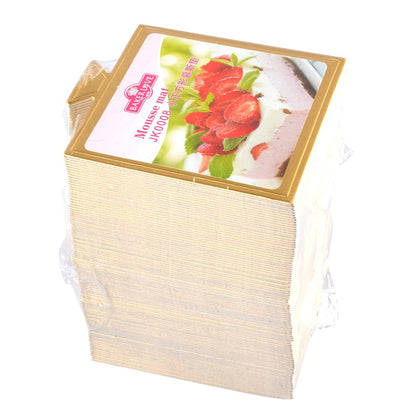 100 / Pack Small Square Cake Cardboard Pad Thick Rigid Golden Cake Mousse Cake Mat, Small Square