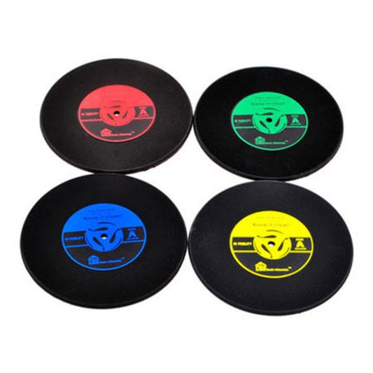 4 PCS Retro Black Vinyl CD Record Drink Coasters Home Table Cup Mat Decor Coffee Drink Placemat Tableware Spinning, Diameter: 10cm, Random Color Delivery, 4 PCS Cup Mat