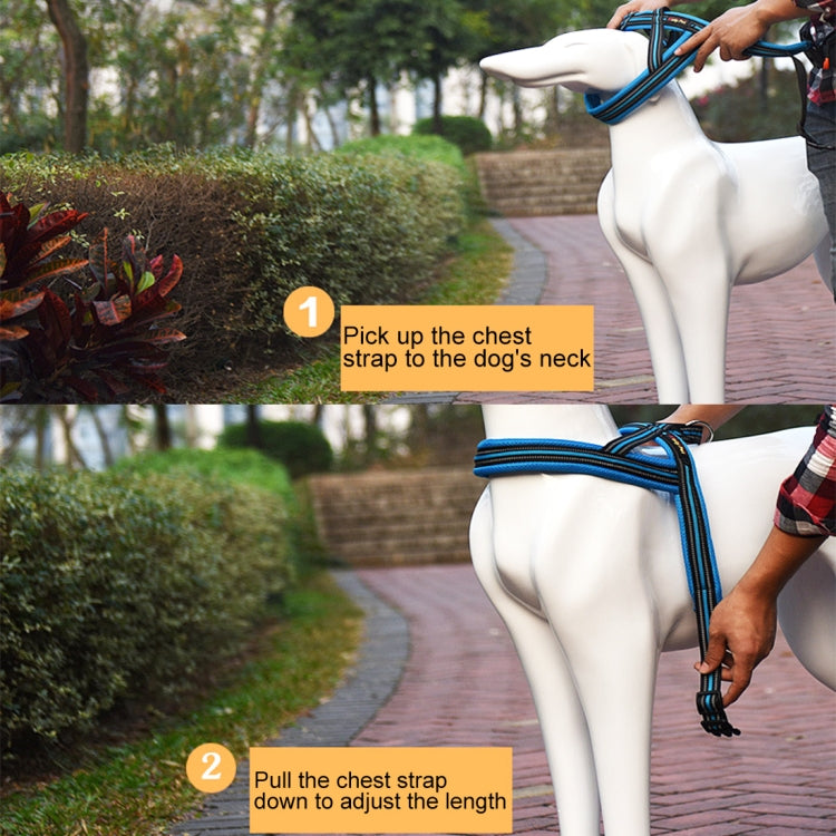 Pet Dogs A7 Reflective Polyester Chest Harness Lead Leash Traction Big Dogs Safety Chain Rope Collar, Size: XS, 2.0*42*50cm, Size: XS, 2.0*42*50cm