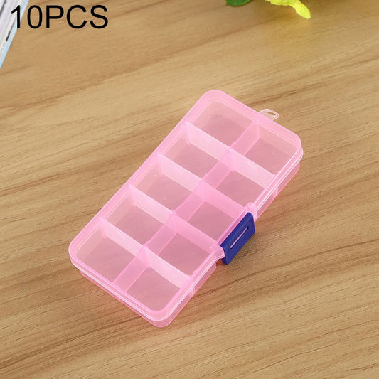 10 PCS Removable Grid Plastic Box Organizer for Jewelry Earring Fishing Hook Small Accessories, Size: Small, 10 Slots, 10 Slots (Pink+Blue), 10 Slots (Orange + blue), 10 Slots (Purple+Blue), 10 Slots  (White+Pink), 10 Slots  (White+Blue)