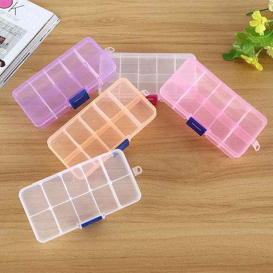10 PCS Removable Grid Plastic Box Organizer for Jewelry Earring Fishing Hook Small Accessories, Size: Small, 10 Slots, 10 Slots (Pink+Blue), 10 Slots (Orange + blue), 10 Slots (Purple+Blue), 10 Slots  (White+Pink), 10 Slots  (White+Blue)