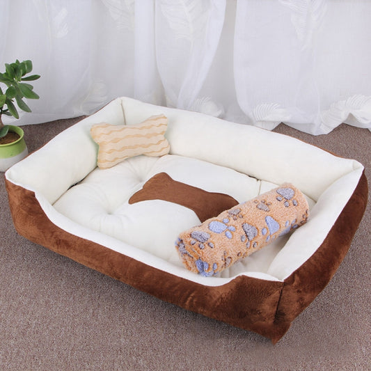 Dog Bone Pattern Big Soft Warm Kennel Pet Dog Cat Mat Blanket, with Blanket Size: M, 70×50×15cm, Size: M
