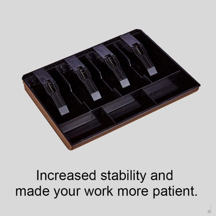 Durable Four-frame ABS Cash Coin Register Insert Tray Cashier Drawer Storage Cash Register Tray Box Classify Organizer, Four-frame (Black)