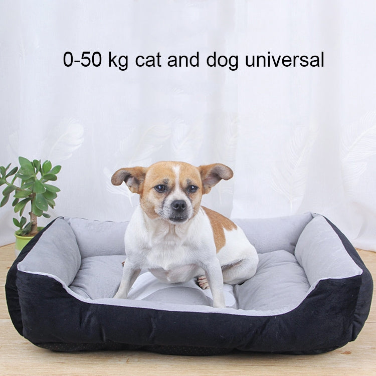 Dog Bone Pattern Big Soft Warm Kennel Pet Dog Cat Mat Blanket, with Rattan Mat & Blanket Size: L, 80×60×15cm, Size: L