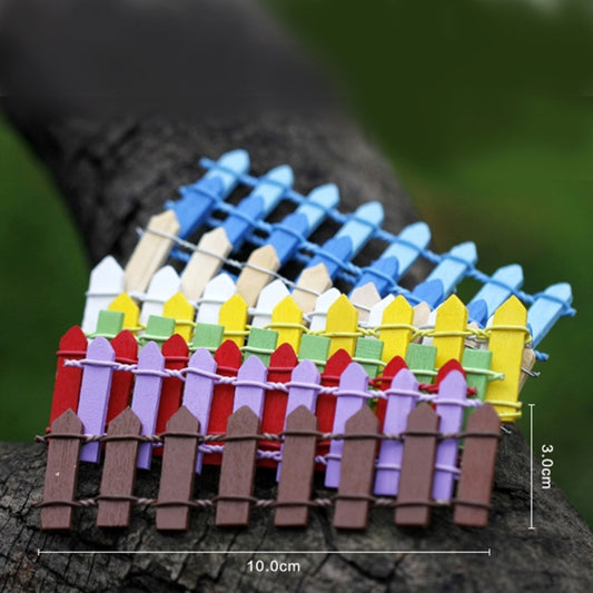 10 PCS Mini Small Fence Barrier Wooden Craft Wooden Small Fence Moss Micro-landscape Ornaments, Random Color Delivery, Mini Small Fence Ornaments