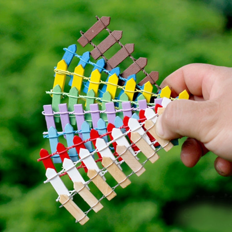 10 PCS Mini Small Fence Barrier Wooden Craft Wooden Small Fence Moss Micro-landscape Ornaments, Random Color Delivery, Mini Small Fence Ornaments
