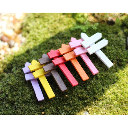 10pcs Mini Wooden Fences Signpost Garden Ornament DIY Plant Labels Pots Scenery Decoration Micro-landscape DIY Ornaments Multi-meat Wooden Ornaments, Random Color Delivery, Mini Wooden Fences Ornament