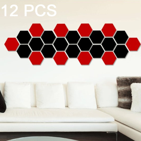 12 PCS 3D Hexagonal Mirror Wall Stickers Set, Size: 10*10cm, Size: 10*10cm (Black), Size: 10*10cm (Gold), Size: 10*10cm (Red), Size: 10*10cm (Silver)