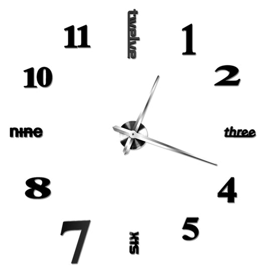 Creative 3D Mirror DIY Wall Sticker Clock, Size: 120*120cm, Size: 120*120cm(Black), Size: 120*120cm(White), Size: 120*120cm(Yellow)