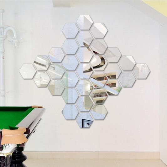 12 PCS 3D Hexagonal Mirror Wall Stickers Set, Size: 4*4cm, Size: 4*4cm (Silver), Size: 4*4cm (Black), Size: 4*4cm (Gold)