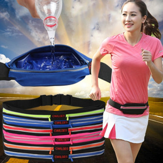 Multifunctional Outdoor Sports Waterproof High Stretch Faux Leather Fabric Double Waist Bag with Night Reflective Strip, Random Color Delivery, Double Waist Bag