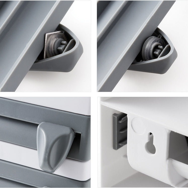 Kitchen Wall Mounted Cling Film Holder Wrap Storage Rack Hanger Rack Cutting Device, Size: 39 x 10 x 24cm, Khaki, Grey