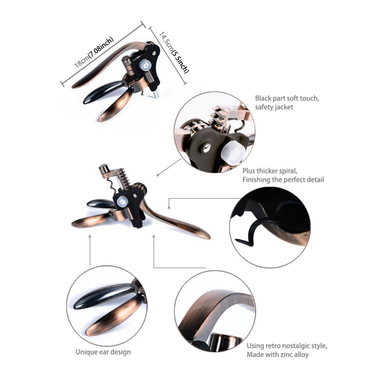 Zinc Alloy + ABS Material Retro Rabbit Shape Bottle Opener Corkscrew Port Wine Bottle Opener, Size: 18 x 14.5 x 4.7cm, Zinc Alloy
