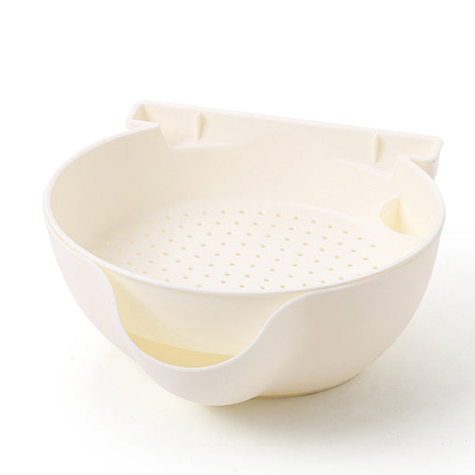 Kitchen Double Layer Fruit Bowl Washing Basket Lazy Bracket Snack Nuts Bowl