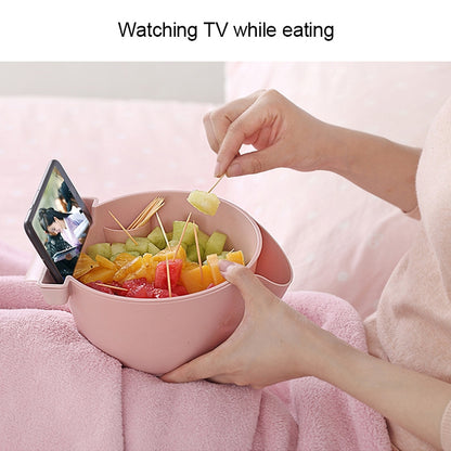 Kitchen Double Layer Fruit Bowl Washing Basket Lazy Bracket Snack Nuts Bowl