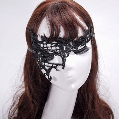 Halloween Masquerade Party Dance Sexy Lady Semi-eyed Face Lace Mask, Semi-eyed