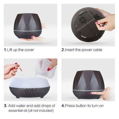 Peach Shape Wood Grain Remote Control Ultrasonic Humidifier Aromatherapy Machine Automatic Alcohol Sprayer with LED Lights, Capacity: 400mL, AU Plug (Light Wood Color), Diamond Dark Wood Color, Diamond Light Wood Color, Peach Shape Dark Wood Color�����...