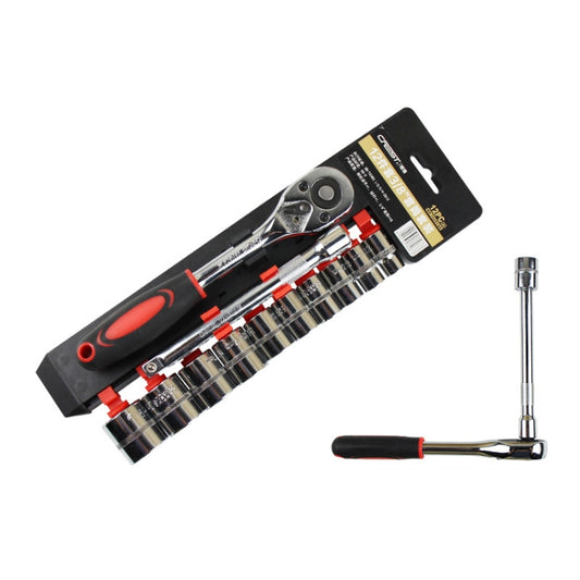 12 in 1 3/8 Interface Ratchet Wrench Set Car Repair Combination Hardware Toolbox, 12 PCS 3/8 Interface