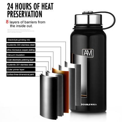 610ml Outdoor Vacuum Stainless Steel Heat Insulation Cup Portable Large Capacity Sports Bottle, 610ml