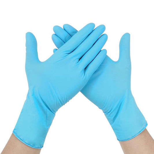 100pcs Blue Disposable Butyronitrile Gloves Housework Supplies, Size: L, Suitable for Palm Width: 9cm-10cm, New / Old Packing Box Random Delivery