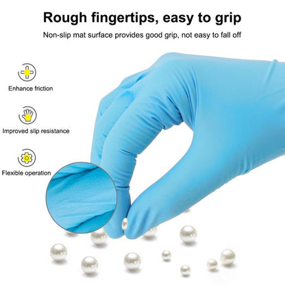 100pcs Blue Disposable Butyronitrile Gloves Housework Supplies, Size: L, Suitable for Palm Width: 9cm-10cm, New / Old Packing Box Random Delivery