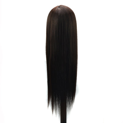 Practice Disc Hair Braided Mannequin Head Wig Styling Trimming Head Model, Black, Grey, Marron, Purple, Beige, Sky Blue, Yellow, Brown