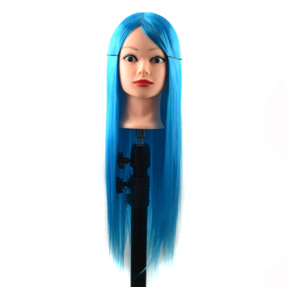 Practice Disc Hair Braided Mannequin Head Wig Styling Trimming Head Model, Black, Grey, Marron, Purple, Beige, Sky Blue, Yellow, Brown