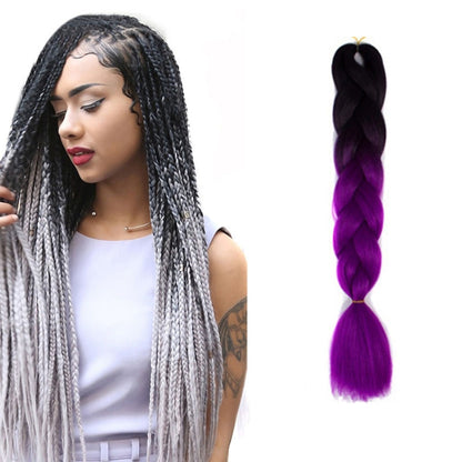 Fashion Color Gradient Individual Braid Wigs Chemical Fiber Big Braids, Length: 60cm(04 Black+Red)
