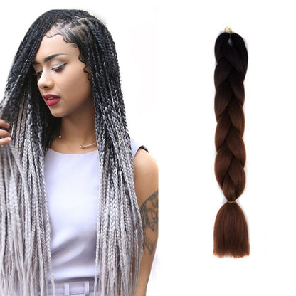 Fashion Color Gradient Individual Braid Wigs Chemical Fiber Big Braids, Length: 60cm(04 Black+Red)