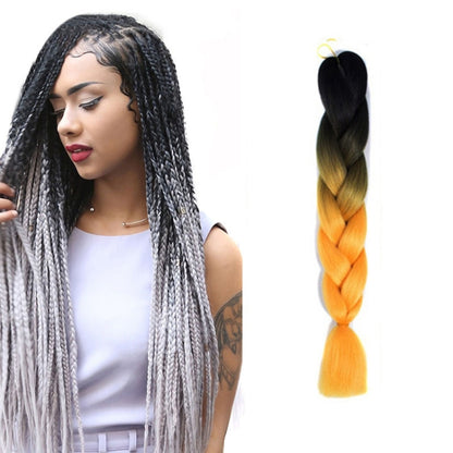 Fashion Color Gradient Individual Braid Wigs Chemical Fiber Big Braids, Length: 60cm(04 Black+Red)