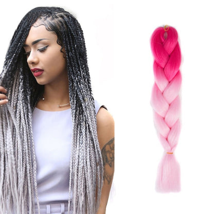 Fashion Color Gradient Individual Braid Wigs Chemical Fiber Big Braids, Length: 60cm(04 Black+Red)