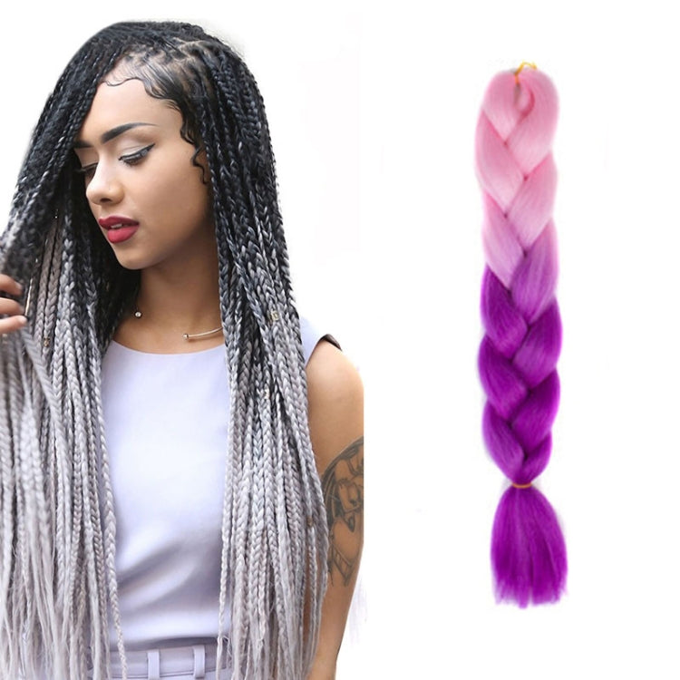 Fashion Color Gradient Individual Braid Wigs Chemical Fiber Big Braids, Length: 60cm(04 Black+Red)