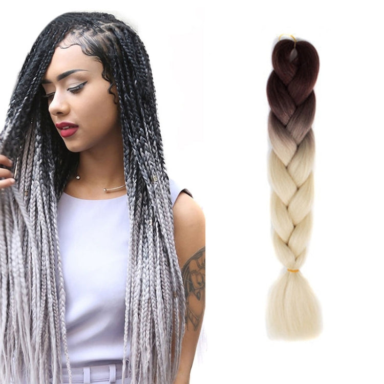 Fashion Color Gradient Individual Braid Wigs Chemical Fiber Big Braids, Length: 60cm(04 Black+Red)