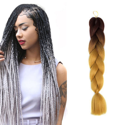 Fashion Color Gradient Individual Braid Wigs Chemical Fiber Big Braids, Length: 60cm(04 Black+Red)