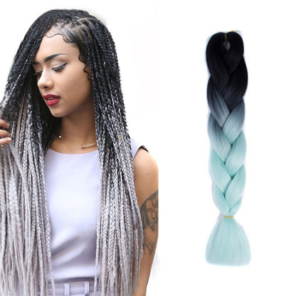 Fashion Color Gradient Individual Braid Wigs Chemical Fiber Big Braids, Length: 60cm(04 Black+Red)