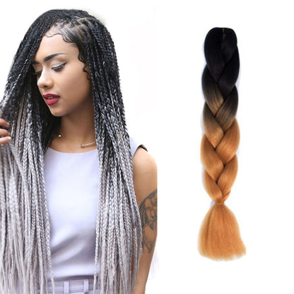 Fashion Color Gradient Individual Braid Wigs Chemical Fiber Big Braids, Length: 60cm(04 Black+Red)