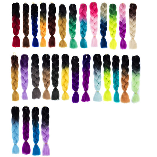 Fashion Color Gradient Individual Braid Wigs Chemical Fiber Big Braids, Length: 60cm(04 Black+Red)