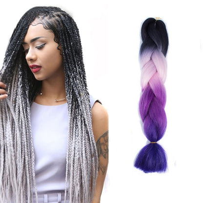 Fashion Color Gradient Individual Braid Wigs Chemical Fiber Big Braids, Length: 60cm(25 Black+Red+Yellow+White), 25, 30, 31
