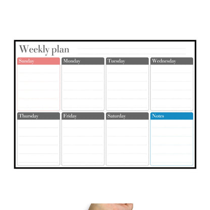 Magnetic Weekly Plan Refrigerator Magnet PET Magnetic Soft Whiteboard, Size: 29.7cm x 42cm, Weekly Plan