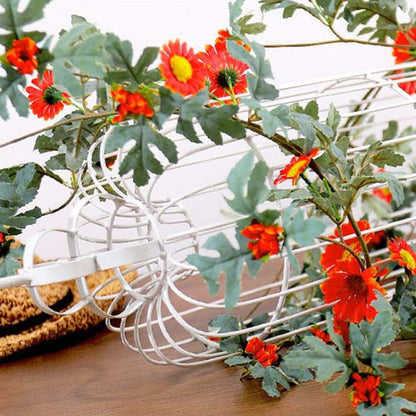 Daisy Leaf Artificial Flower Vine Interior Background Wall Window Decoration, Length: 1.75m