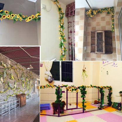 2 PCS Sunflower Artificial Flower Interior Background Wall Window Decoration, Length: 2.6m, Sunflower Flower