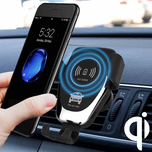 شاحن سيارة لاسلكي C6 بتقنية الجاذبية Qi، مع حامل هاتف سريع الشحن، وفتحة تهوية السيارة